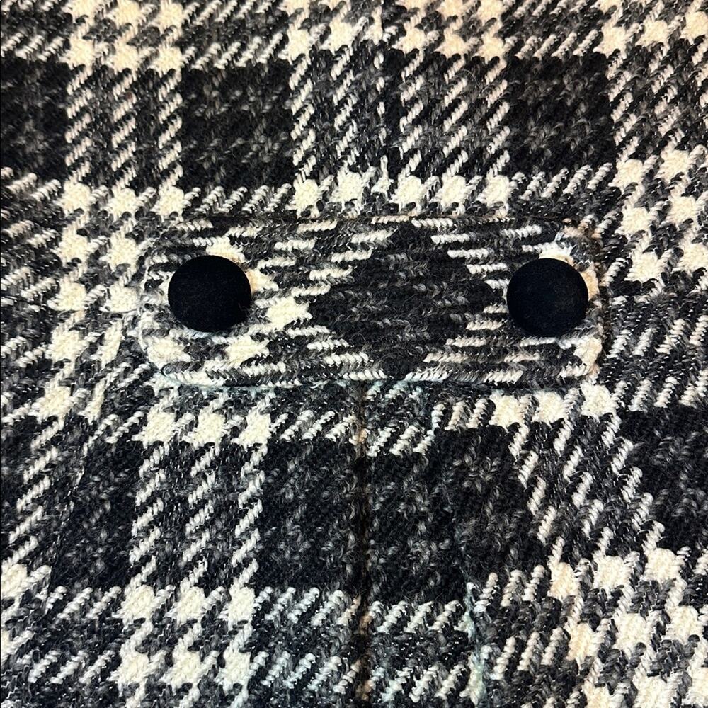 Laundry by Design Houndstooth Pea Coat Wool Blend Velvet Button Size 10 - Picture 10 of 10
